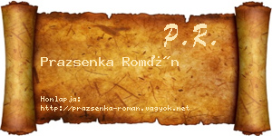Prazsenka Román névjegykártya